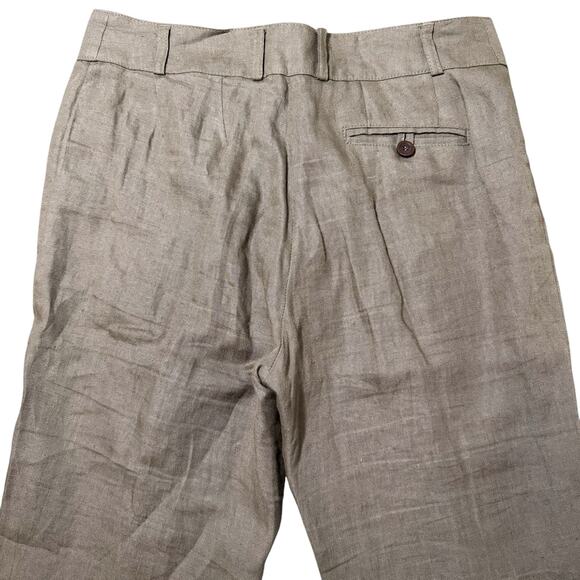 Olivier Strelli Flax Linen Capri Pants Cuffed Taupe Brown EUR 40 / 31" Waist - Picture 7 of 9